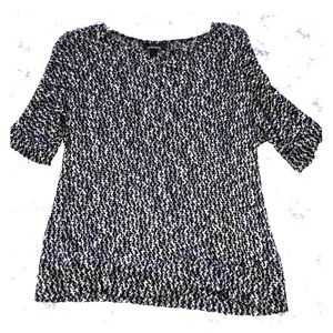 Knit black and white short sleeve sweater